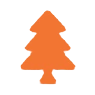 Orange tree icon on black background.