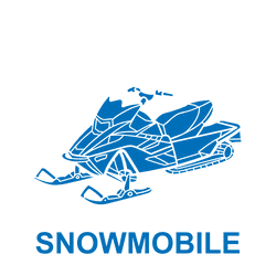 Blue logo with a stylized snowmobile and the word 'SNOWMOBILE'.