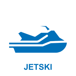 Blue icon of a person swimming with the word 'SWIM' below.