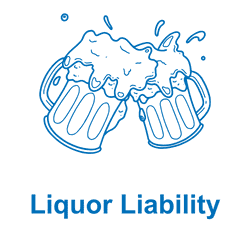 Blue graphic with a circle and stylized letters.