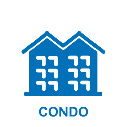 Blue icon of a condo building with the label 'CONDO'.