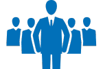 Illustration of a leader standing in front of a team.